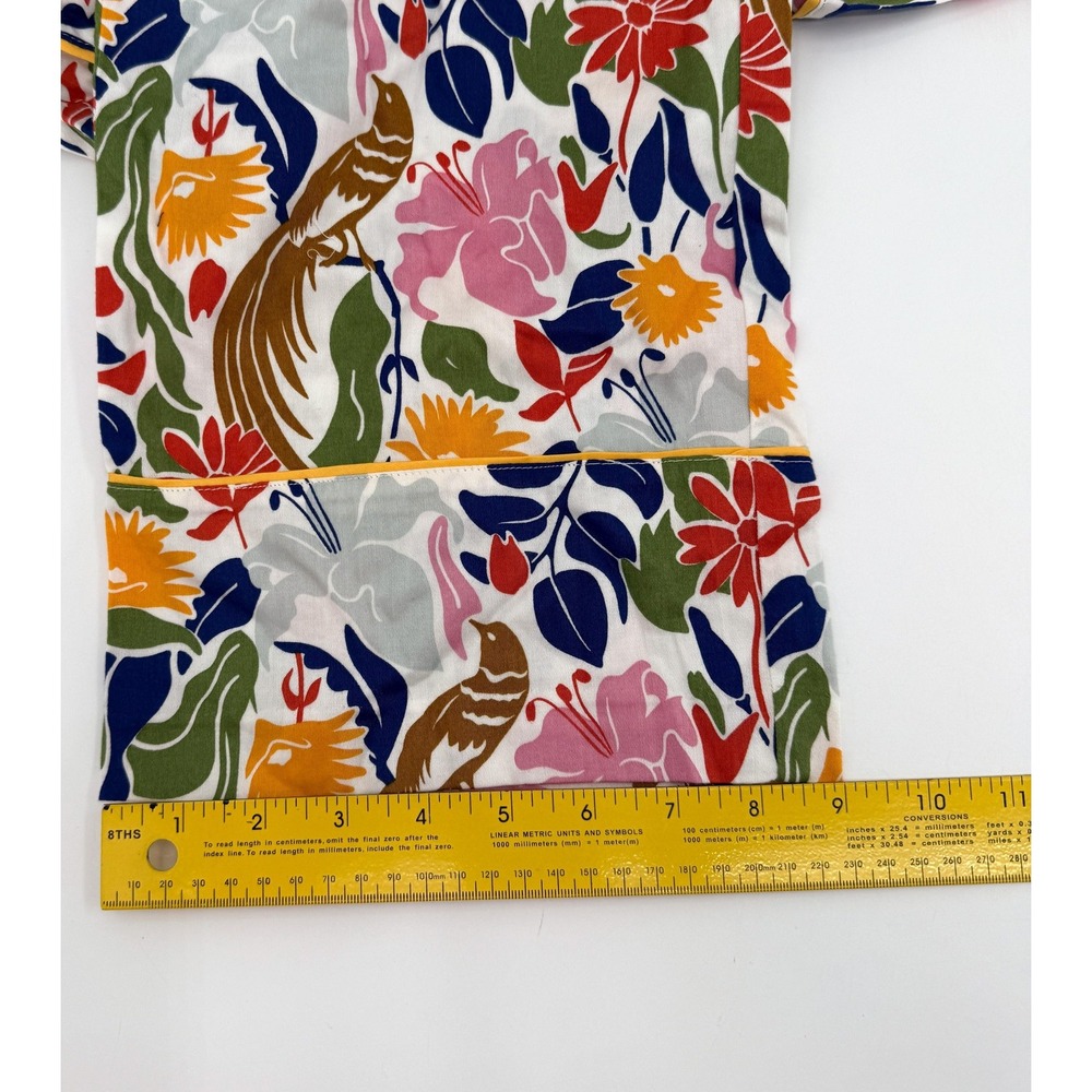 New Boden Pants Womens 6 Multicolor Floral Bird Print Elastic Waist Straight - Picture 5 of 10